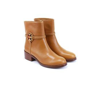 NIB Tory Burch MILLER Logo 45mm Bootie Boots Dark Tiramisu 6.5